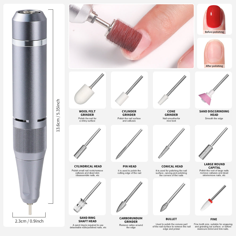 US Local Professional Nail Drill, 40000RPM Electric Nail File For Acrylic Gel Nails Polishing Removing, Rechargeable Portable Cordless Nail Drill Kit With Full Set Of Accessories At Salon Home