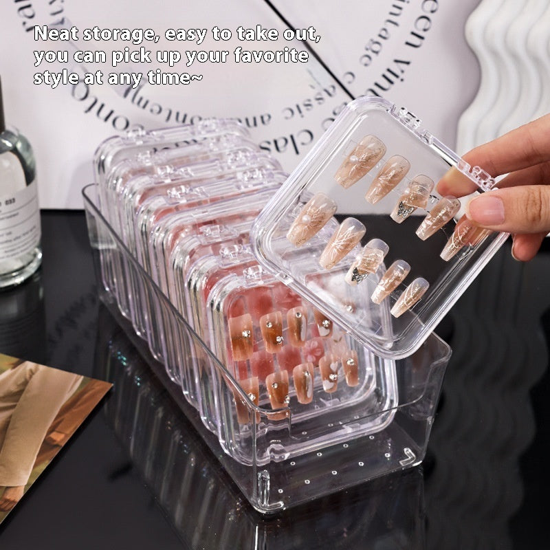 US Local Transparent Manicure Small Wear Nail Box Handmade Nail Storage Box