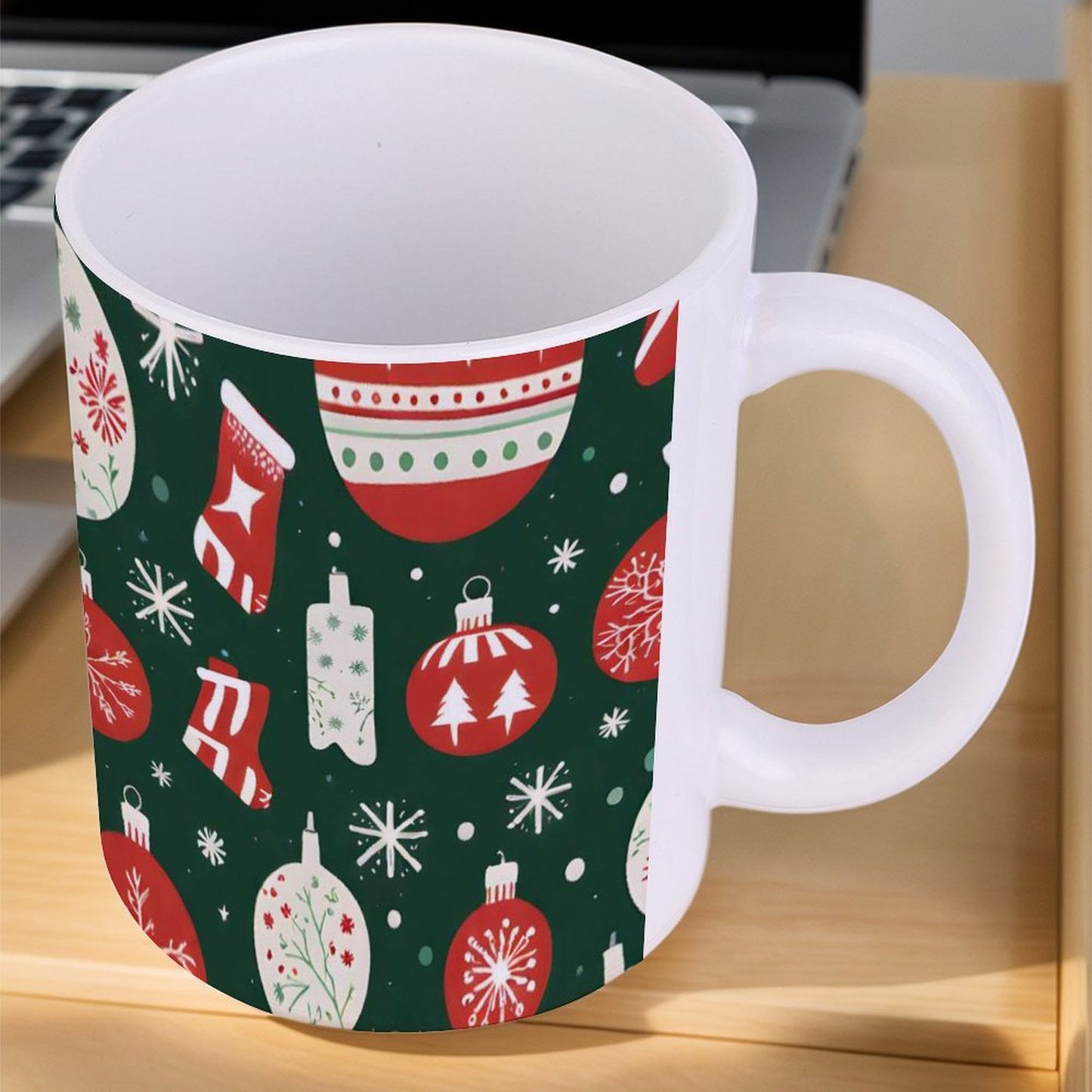 POD US Local White mug with full print, Christmas Lights 0091