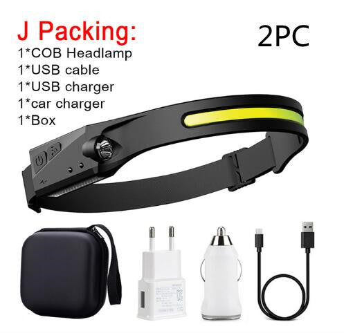 USA Local COB LED Induction Riding Headlamp Flashlight USB Rechargeable Waterproof Camping Headlight With All Perspectives Hunting Light