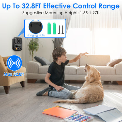 US Local Black-Green Color Options -- 1Pc Ultrasonic Anti-Barking Device Rechargeable Auto Dog Bark Control Deterrent Box Training Device IPX4 Waterproof With 3 Frequency Max 32.8Feet Sensing Distance For Most