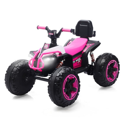US Local Ride On Toy Car,12V  Electric ATV Car For Kids, 4 Wheeler Electric Toy Car With Bluetooth,light,Leather Seaters,,for Boys,Girls,indoor And Out Door