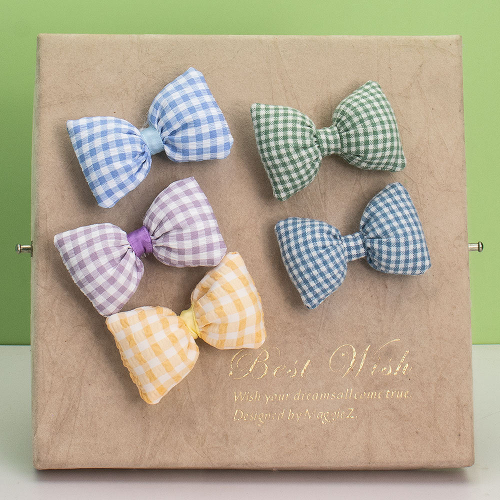 US Local Plaid Bow Hair Clips-Coffee 9672