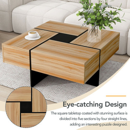 US Local Unique Design Coffee Table With 4 Hidden Storage Compartments