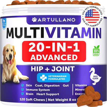 US Local Dog Multivitamin Chewable With Glucosamine 20 In 1 Dog Vitamins And Supplements Senior & Puppy Multivitamin For Dogs Pet Joint Support Health Immunity Mobility Gut Skin 120 Chews