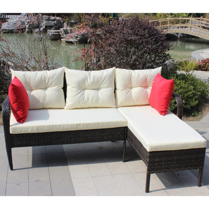 US Local Outdoor Patio Furniture Sets 2 Piece Conversation Set Wicker Ratten Sectional Sofa With Seat CushionsBeige Cushion