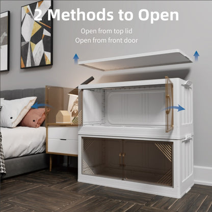 US Local 35.4 Inch Wide Clear Plastic Locker For Closet Organizer Storage, Folding Storage Box