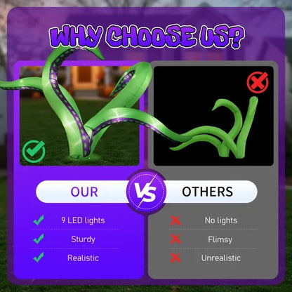 US Local 2 Pack Halloween Inflatable Octopus Tentacles Outdoor Decorations, Blow Up Hanging Decoration With Built-in LED Lights, Striking Window Decor For Halloween Party Outdoor Yard Garden Lawn