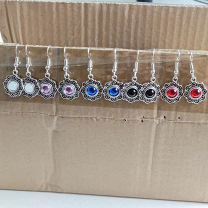 European And American Earrings Vintage Art Thai Silver Ethnic Style Gem