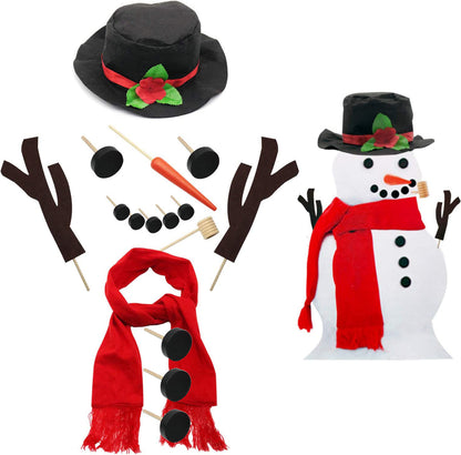 US Local 1 Set 16Pcs Snowman Decorating Dressing Kit Winter Party Kids Outdoor Toys Christmas Decoration Gift Hat Scarf Eye Mouth Nose Accessories