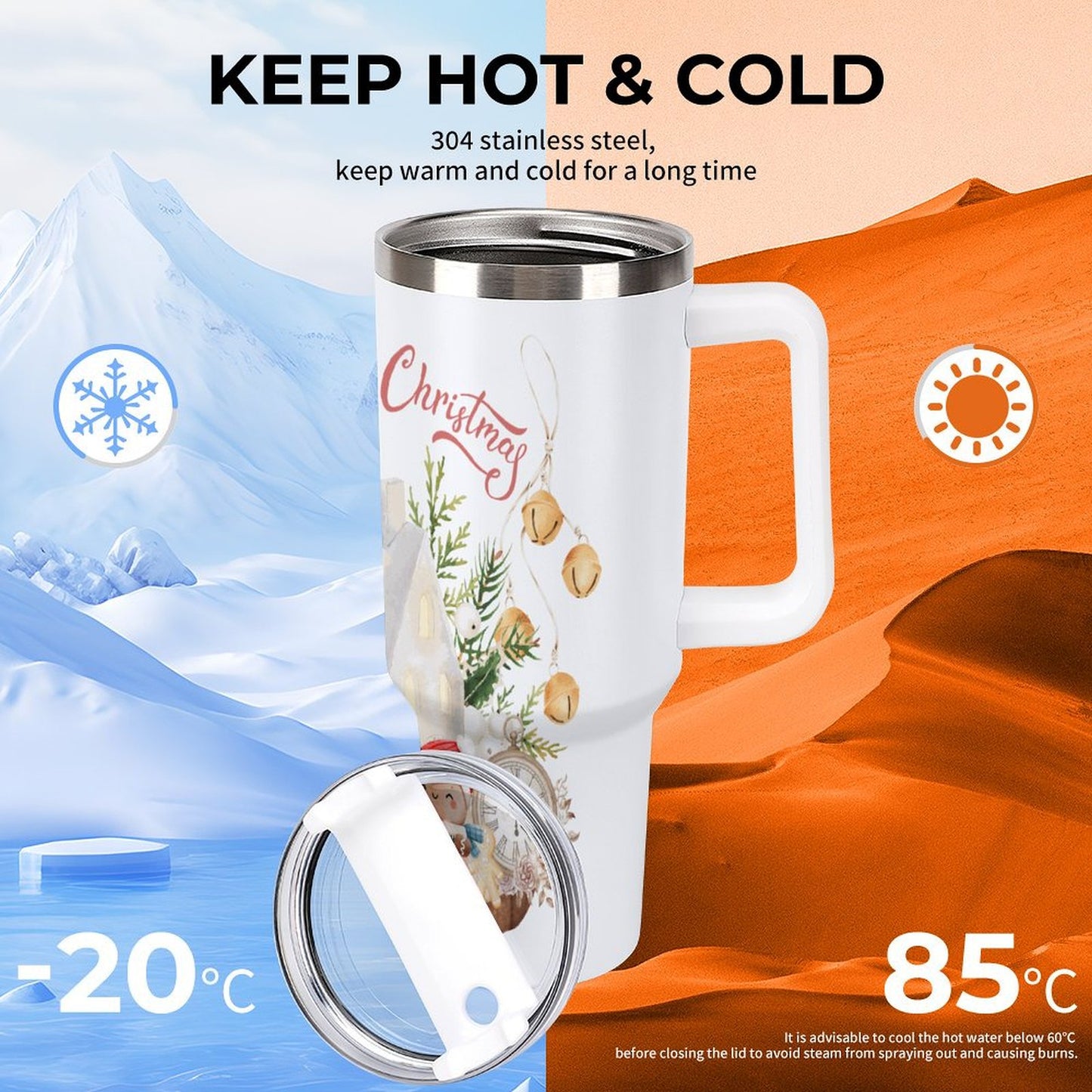 PHDT00335 POD US Local Tumbler 40 oz Large Capacity Car Cup Christmas, Gingerbread Man