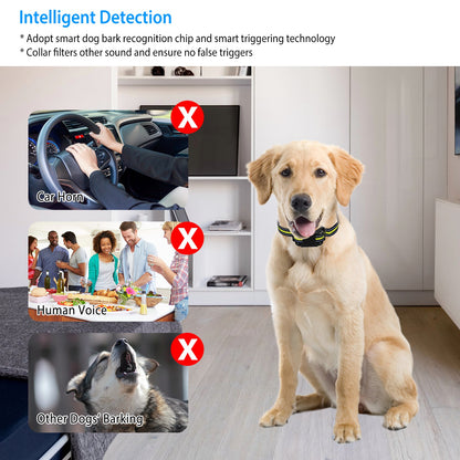 US Local Dog Bark Collar Rechargeable Waterproof Beep Vibration Static Stimulation Bark Stopper Automatic Identification Collar With 6 Intensity Dual Modes