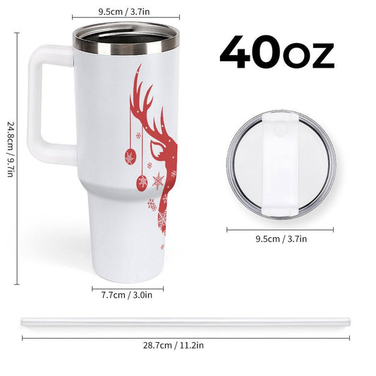 POD US Local Tumbler 40 oz Large Capacity Car Cup Christmas Red Reindeer Snow