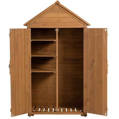 US Local Outdoor Storage Cabinet - Garden Tool Shed, Wooden Closet With Shelves & Latch