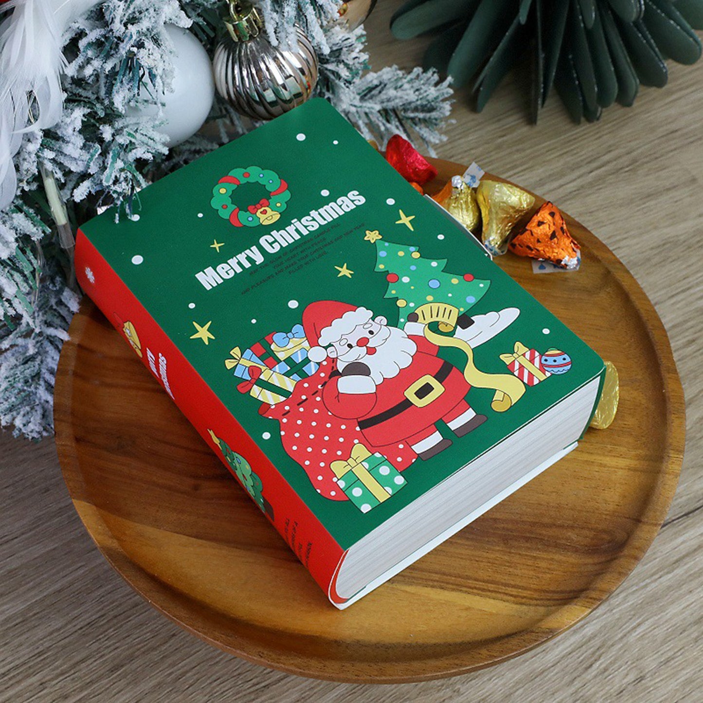 US Local 10 Pcs Christmas Treat Boxes Book Shape Cartoon Candy Box Christmas Tree Santa Bakery Gift Boxes For Christmas Birthday Wedding Party Present Decoration Supplies