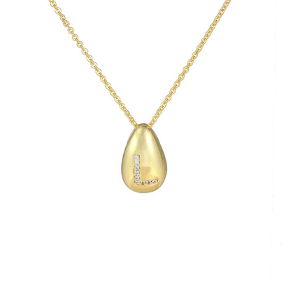 Glossy Water Drop 26 English Letter Pendant Copper-plated Gold Simple Pendant Female