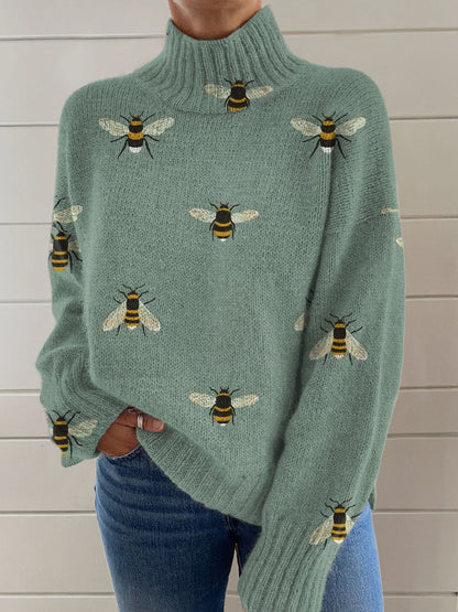 Women's Christmas Printed Turtleneck Sweater