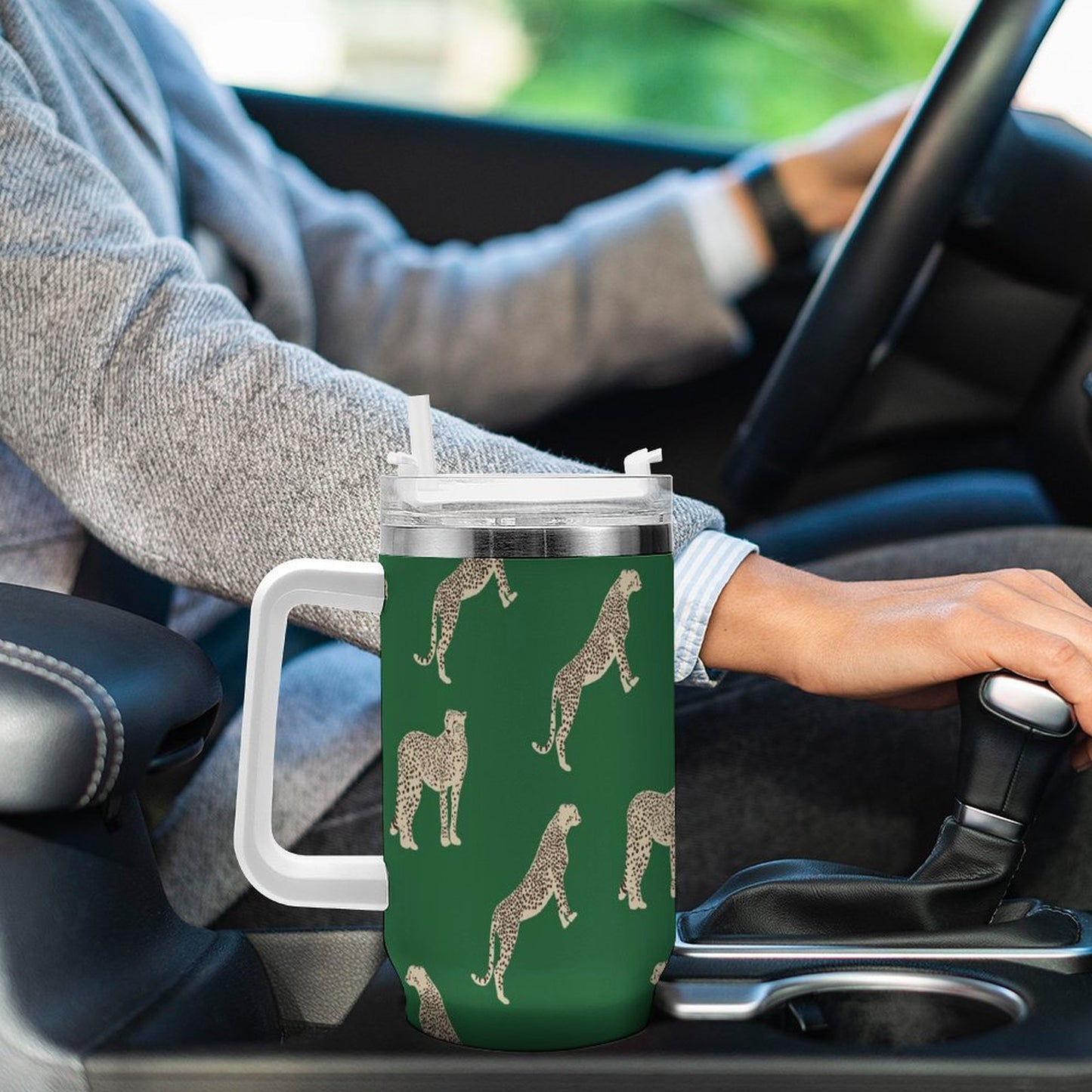 PHDT00477 POD US Local Tumbler 40 oz Large Capacity Car Cup Wild Animal Leopard Paintings