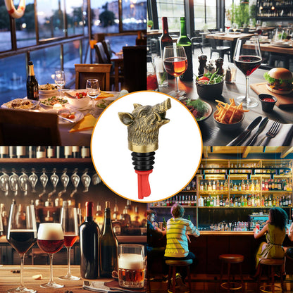 US Local Wild Boar Head Wine Pourer - Vacuum Sealing, Wine Spout, Stopper For Cocktails, Whiskey, Wine Bottles, Perfect Gift For Any Occasion