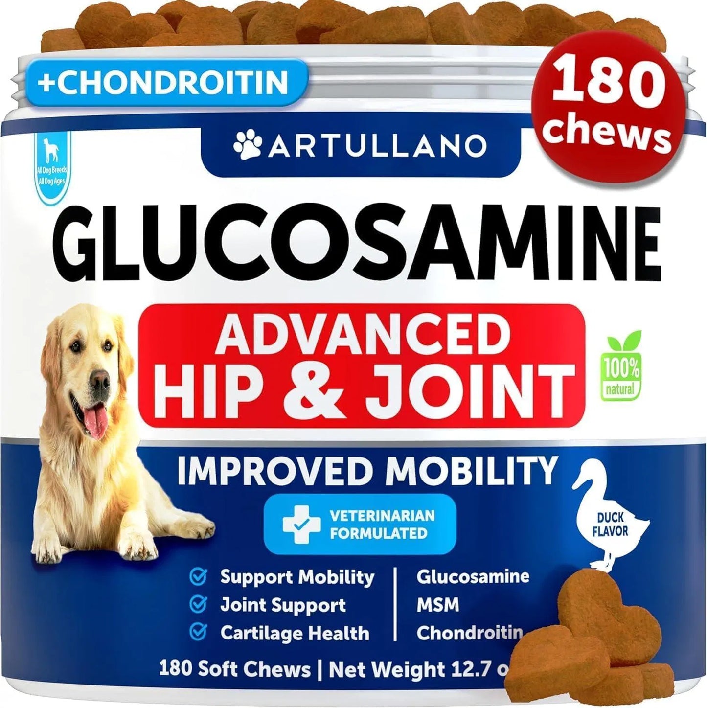 US Local Glucosamine For Dogs Hip And Joint Supplement For Dogs With Arthritis Chews With Chondroitin Hemp Oil MSM Canine Joint Pain Relief Health Mobility Support For Large Breeds 120 Soft Treats