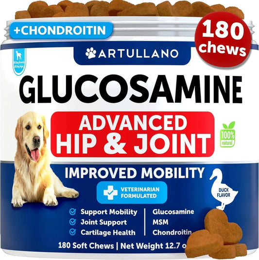 US Local Glucosamine For Dogs Hip And Joint Supplement For Dogs With Arthritis Chews With Chondroitin Hemp Oil MSM Canine Joint Pain Relief Health Mobility Support For Large Breeds 120 Soft Treats
