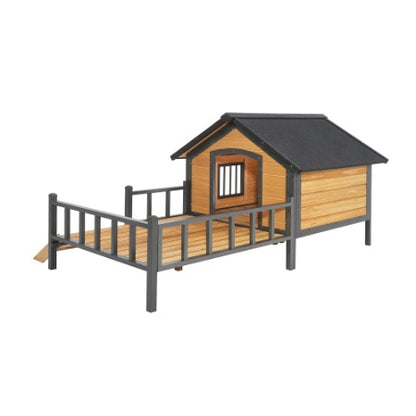 US Local Outdoor Large Wooden Cabin House Style Wooden Dog Kennel With Porch