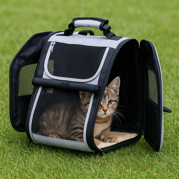 US Local Pet Carrier Backpack, Expandable Cat Dog Carrier With Back Extension, Breathable Mesh Travel Backpack For Small Dogs Cats, Soft-Sided Pet Backpack Holds Up To 26 Lbs