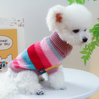 US Local Pet Ring Comfortable Color Stripes Colorful Sweater