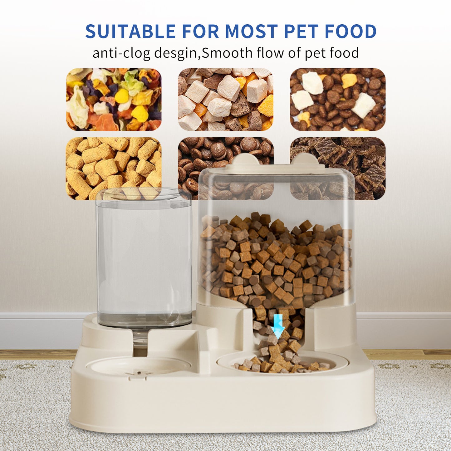 US Local Transparent And Visible Pet Feeding And Drinking Dispenser, Automatically Refilling Food And Water, Caring For Every Moment, Allowing Owners To Travel Easily And Pets To Enjoy Worry Free Eating And Dr