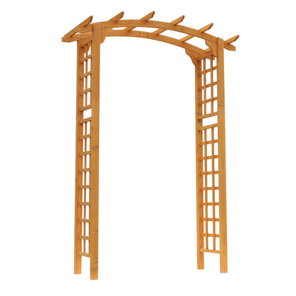 US Local Round Garden Arbor 7.5 Ft Fir Wood Archway For Climbing Plants Pergola Style Wedding Ceremony Yellow