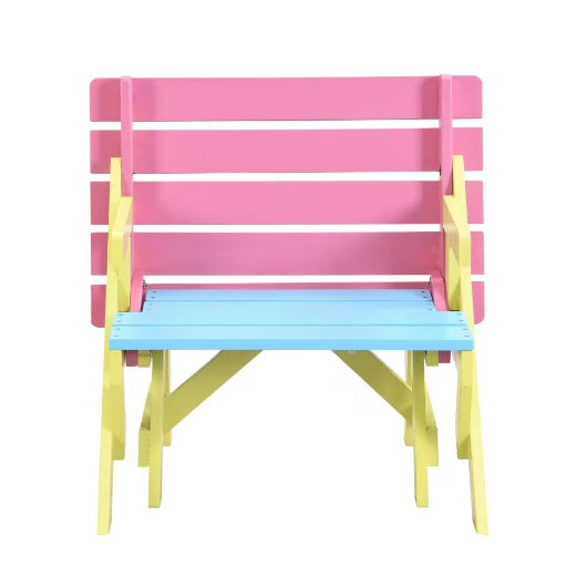 US Local KID'S MULTI-FUNCTIONAL ARM CHAIR,TABLE 2 BENCHES