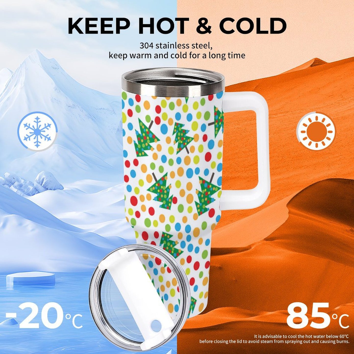 PHDT00337 POD US Local Tumbler 40 oz Large Capacity Car Cup Christmas, Polka Dots