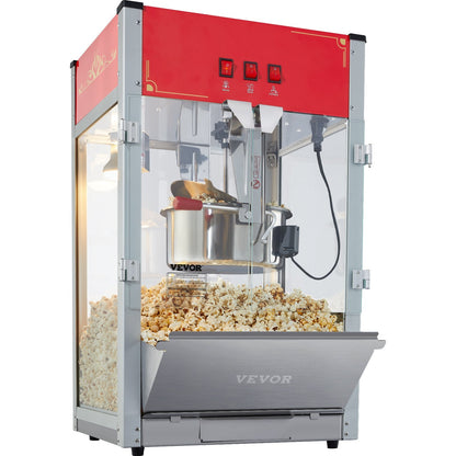US Local Popcorn Popper Machine 12 Oz Countertop Popcorn Maker 1440W 80 Cups Red