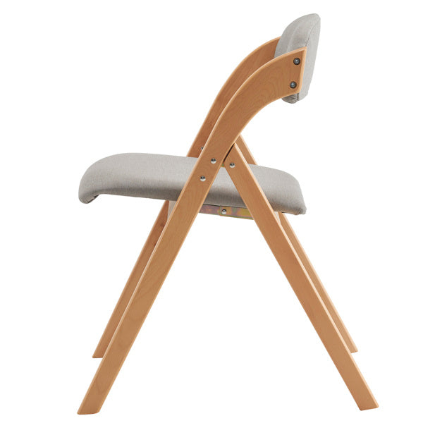 US Local 2pcs Solid Wood Folding Backrest Curved Beige Cushion Wood Colour Exhibition Chair 54X47X81cm Rubberwood