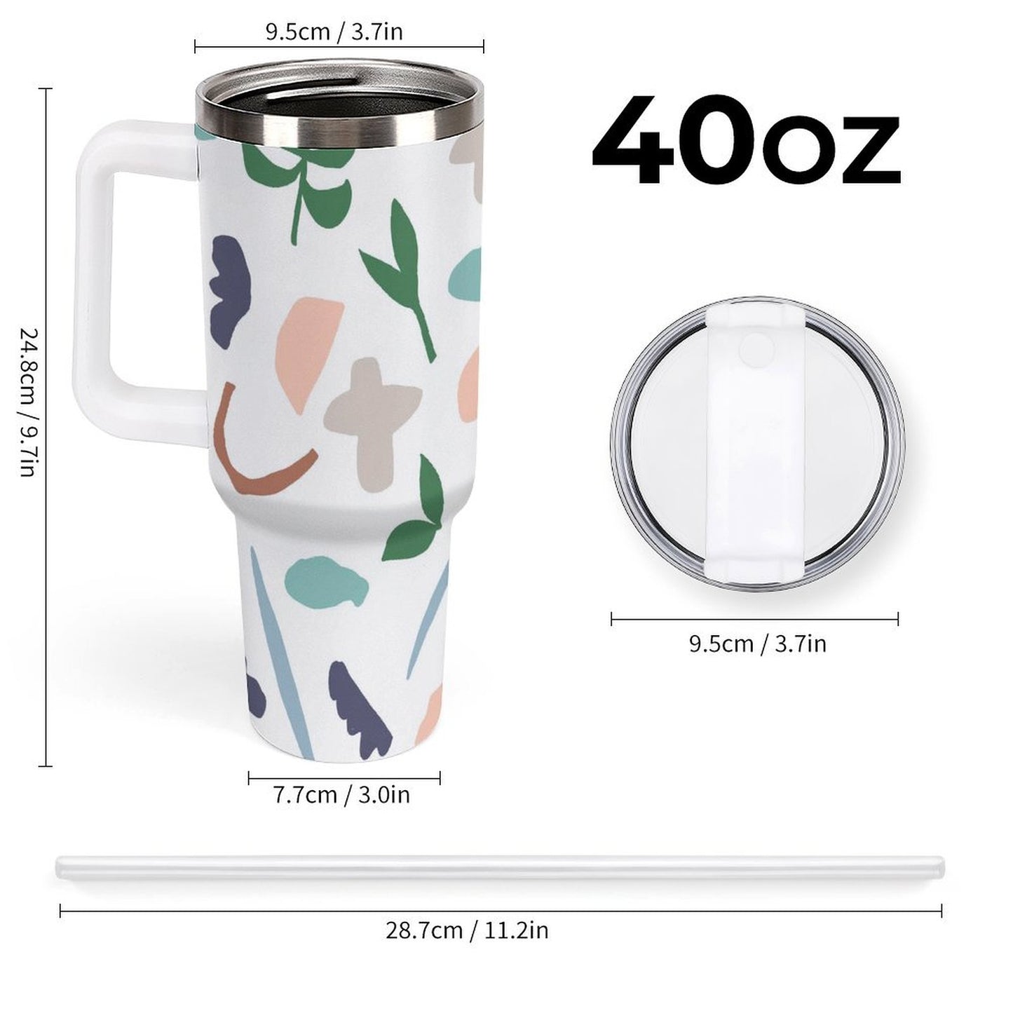 PHDT00041 POD US Local Tumbler 40 oz Large Capacity Car Cup Spring Summer, Abstract, Flowers