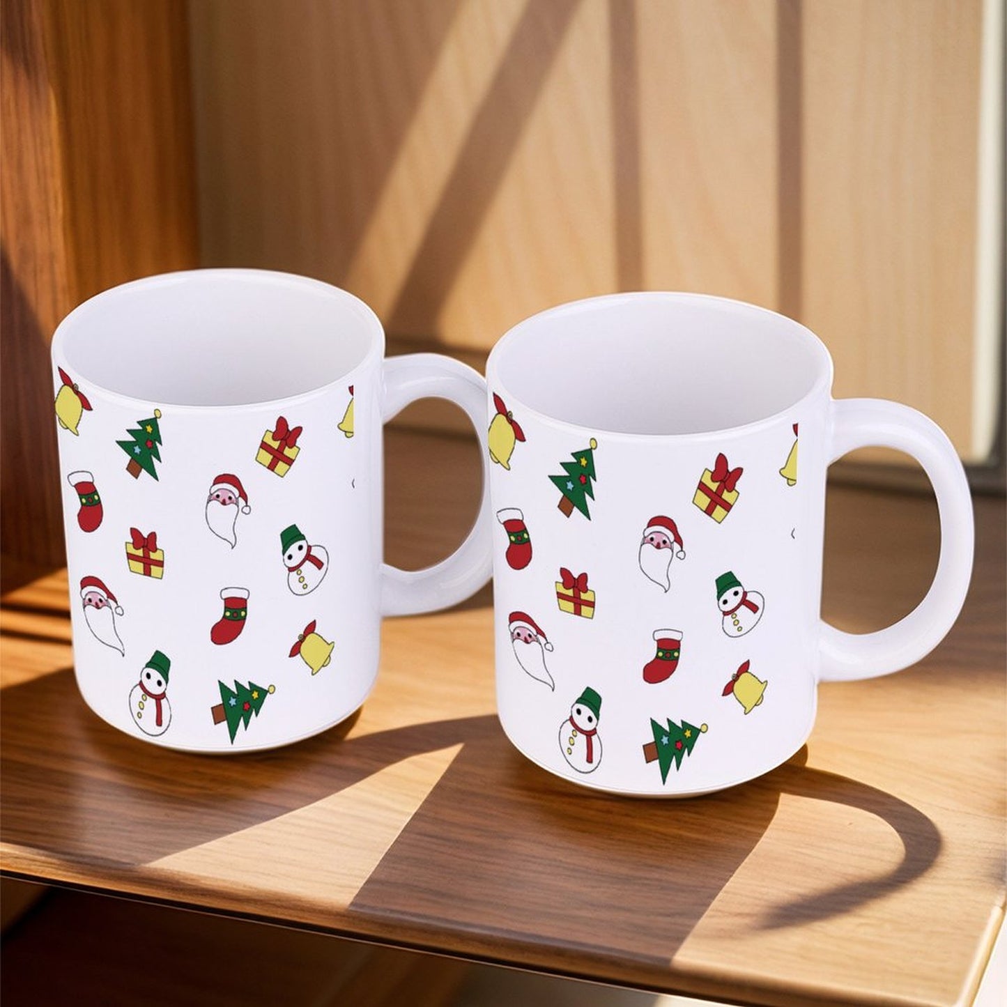 POD US Local White mug with full print, Christmas Santa Claus Trees Snowman 0064