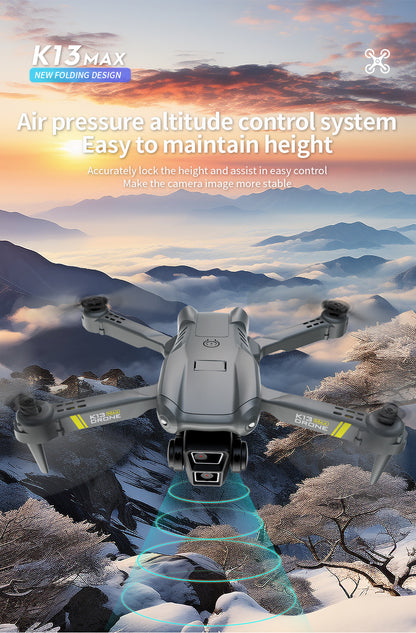 US Local TheK13 Smart Camera Drone With 2 Batteries Features Real-time Image Transmission From A Single Camera. It Has One-click Touch And Landing Functions. This Is A Foldable Remote-controlled Drone Toy, Ma