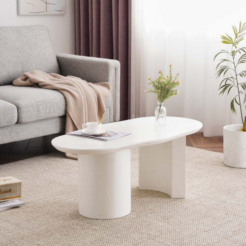UK Local White Wooden Painted Coffee Table Abstract Cloud Shaped,Irregular White Coffee Table, Tea Table End Table, Modern Coffee Table, For Living Room Furniture, Easy Assembly