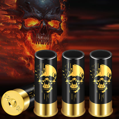 US Local 4 pcs Skull Shot Glasses, 1.5oz - Reusable, High-Quality Plastic Bullet Cups For Whiskey, Cocktails & Wine, Perfect For Bars, Parties & Gifts