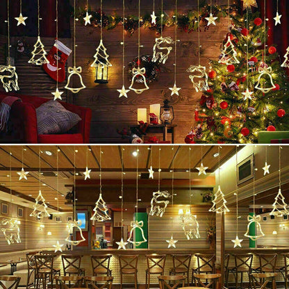 US Local LED Fairy String Window Curtain Lights Star Christmas Xmas Party Home Indoor