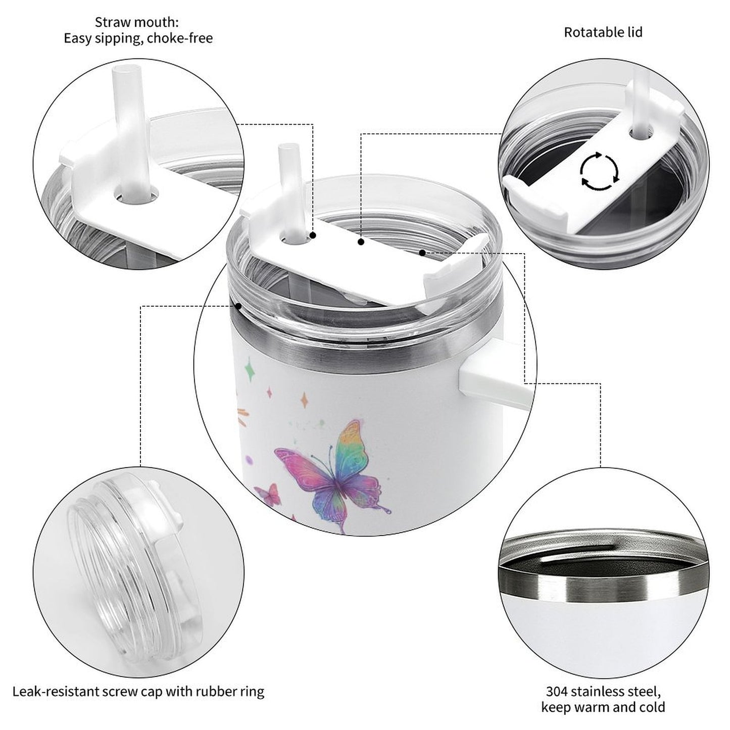 PHDT00518 POD US Local Tumbler 40oz Large Capacity Car Cup Ballet, Butterfly, Dance