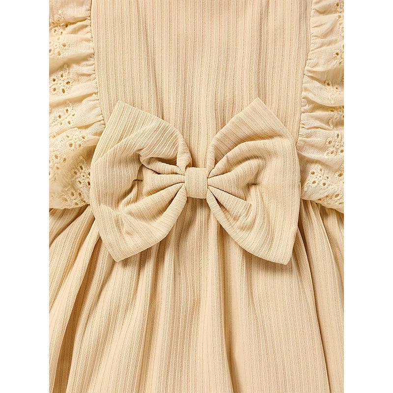 US Local Infant Baby Girl Solid Color Square Neck Bow Onesie & Headband Adorable Summer Outfit