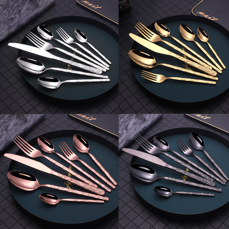 USA Local Embossed Textured Handle Steak Cutlery Western Cutlery