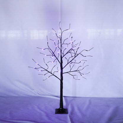US Local 3 Pack Halloween Spooky Tree With Purple Lights, 4FT 5FT And 6FT, Lighted Black Tree For Halloween Decoration