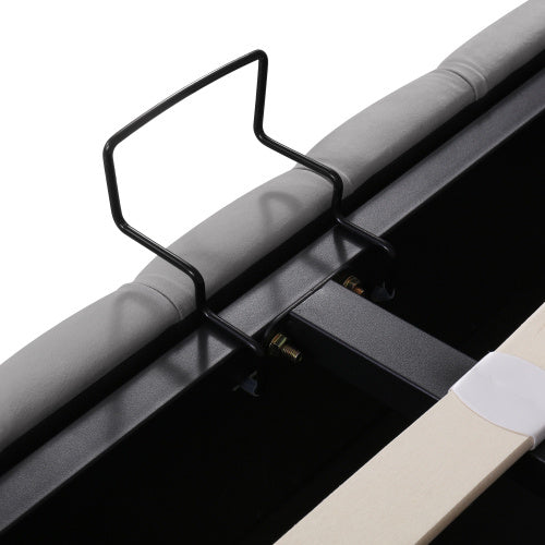 UK Local Upholstered Bed, With Hydraulic Lever, Functional Bed From Storage, 150 X 200 Cm, Without Mattress, Velvet, Gray