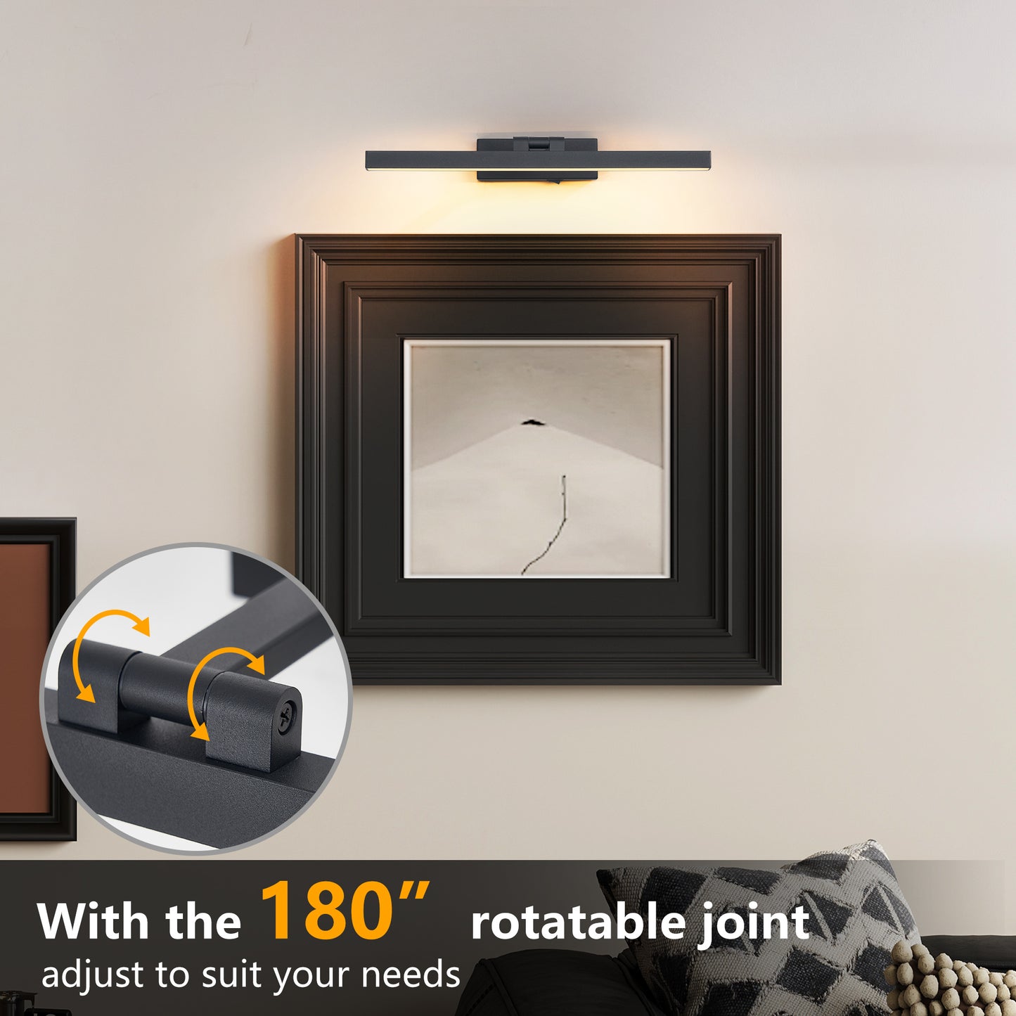 US Local 16inch Black Bathroom Light Fixtures Over Mirror Modern Dimmable LED Vanity Light For Bathroom Wall Lighting