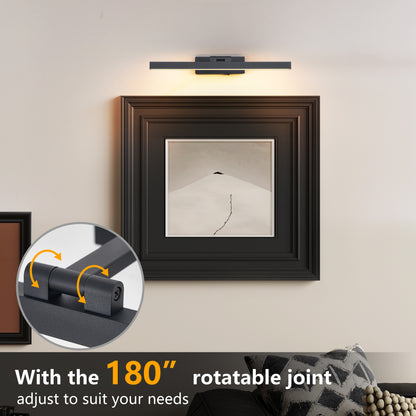 US Local 16inch Black Bathroom Light Fixtures Over Mirror Modern Dimmable LED Vanity Light For Bathroom Wall Lighting