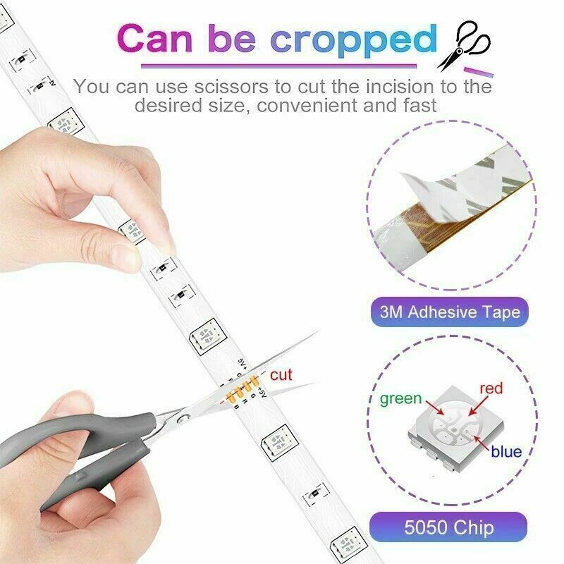 US Local BRAND NEW 5050 RGB LED Strip Bluetooth Remote Lights TV Back Lights For Bar Room