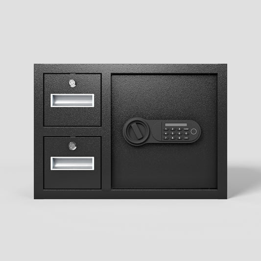 US Local Steel Security Safe And Lock Box With Electronic Keypad - Secure Cash, Jewelry, ID Documents, Black,1.85 Cubic Feet