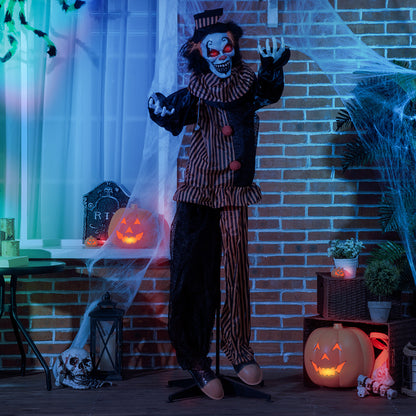 US Local 67inch Life Size Outdoor Halloween Decorations Talking Circus Clown, Animatronic Animated Prop, Decor With Sound And Motion Activated Light Up Eyes, Laughter